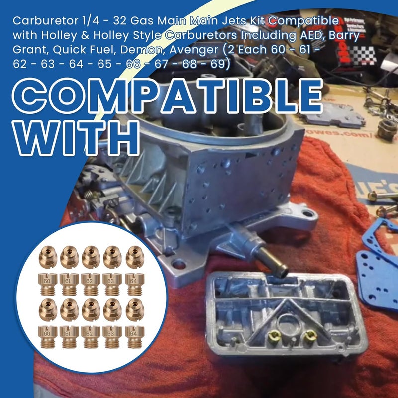 Ciuouient Carburetor Main Jets Kit Compatible with Holley Style Carburetors (2 each 60-61-62-63-64-65-66-67-68-69) - Image 2